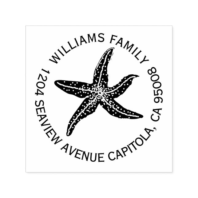 Beach Starfish Return Address Self-inking Stamp (Design)