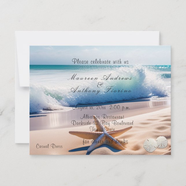 Beach Starfish Sand Waves  Invitation (Front)