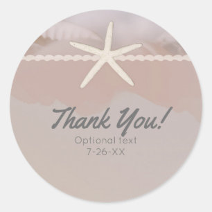 Beach Starfish Taupe Chic Elegant Wedding Favour Classic Round Sticker
