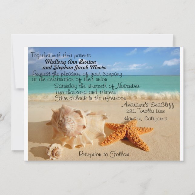 Beach Starfish Wedding Invitiation Customise!! Invitation (Front)