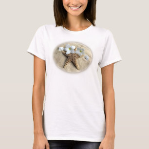 Beach Still Life - Starfish, Sand Dollar, Plumeria T-Shirt