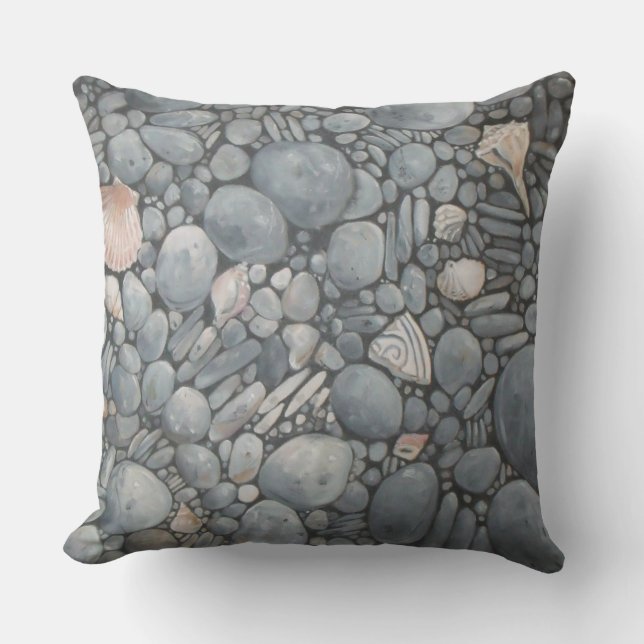 Beach Stones Shells Pebbles Rocks Painting Art Cushion (Front)