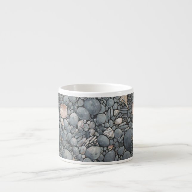 Beach Stones Shells Pebbles Rocks Painting Art Espresso Cup (Front)