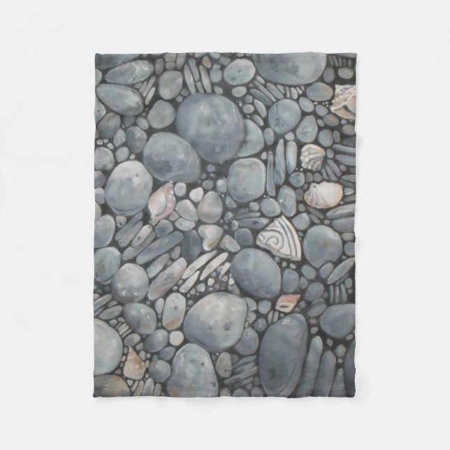 Beach Stones Shells Pebbles Rocks Painting Art Fleece Blanket (Front)