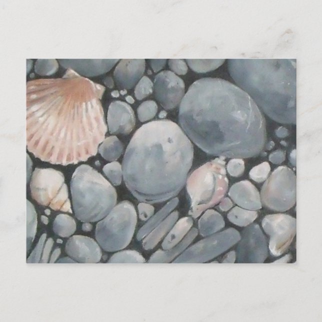 Beach Stones Shells Pebbles Rocks Painting Art Postcard (Front)