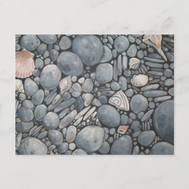Beach Stones Shells Pebbles Rocks Painting Art Postcard (Front)