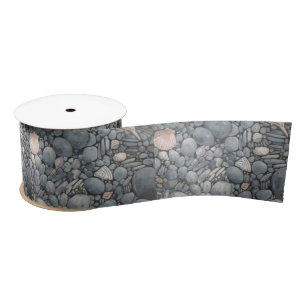 Beach Stones Shells Pebbles Rocks Painting Art Satin Ribbon