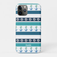 Beach Striped Blue White Family iPhone Case