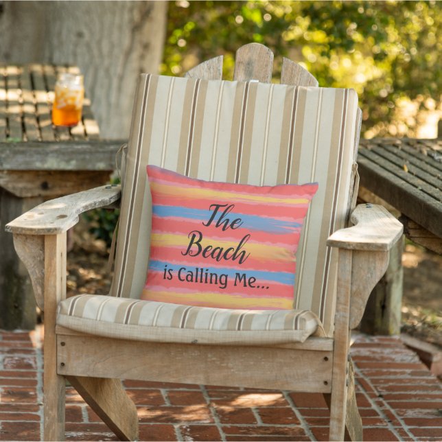 Beach Stripes Pink Blue Yellow Cushion (Chair)