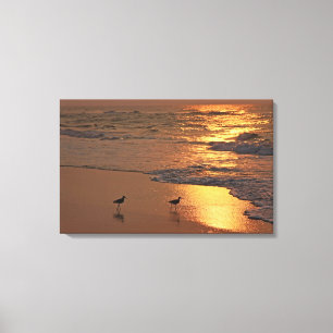 Beach Stroll at Sunrise Canvas Print