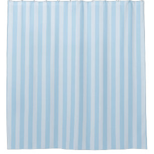 Beach Style Light Blue Striped Shower Curtain