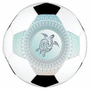 Beach Style Turtle and Mandala Soccer Ball