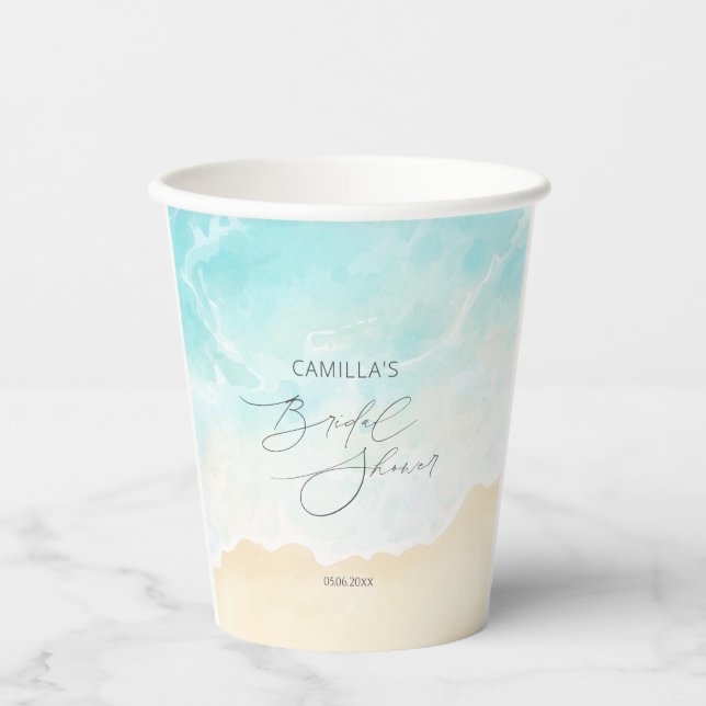 Beach Summer Bridal Shower Paper Cups (Front)
