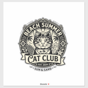 Beach Summer Cat Funny Cat Graphic - Beach Summer