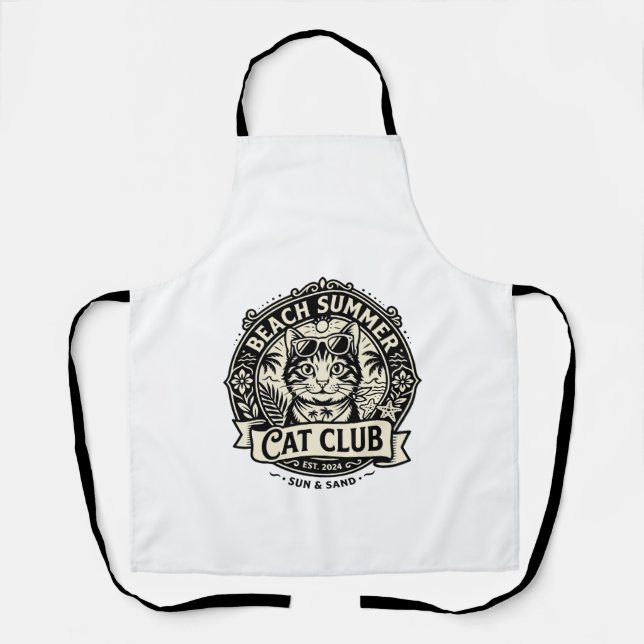 Beach Summer Cat Funny Cat Graphic - Beach Summer  Apron (Front)