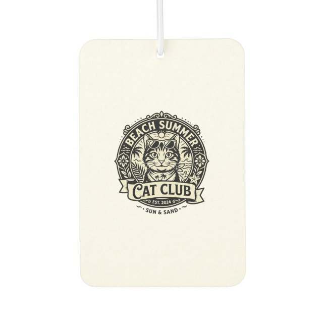 Beach Summer Cat Funny Cat Graphic - Beach Summer  Car Air Freshener (Front)