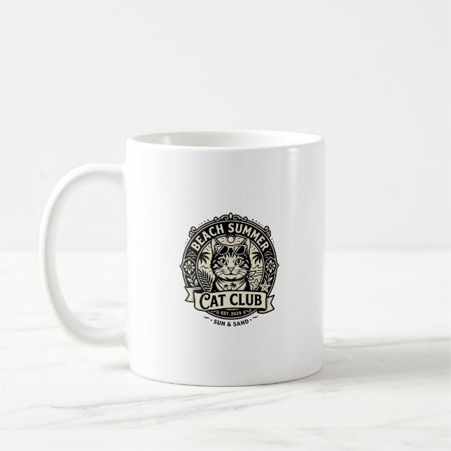 Beach Summer Cat Funny Cat Graphic - Beach Summer  Coffee Mug (Left)