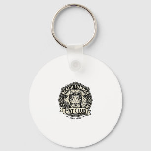 Beach Summer Cat Funny Cat Graphic - Beach Summer  Key Ring