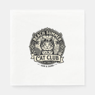 Beach Summer Cat Funny Cat Graphic - Beach Summer  Napkin