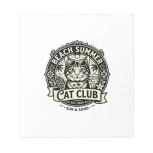 Beach Summer Cat Funny Cat Graphic - Beach Summer Notepad