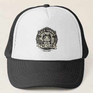 Beach Summer Cat Funny Cat Graphic - Beach Summer Trucker Hat