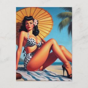 Beach Summer Classic Pin Up Postcard