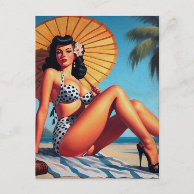 Beach Summer Classic Pin Up Postcard (Front)