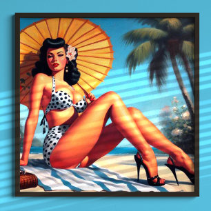 Beach Summer Classic Pin Up Poster