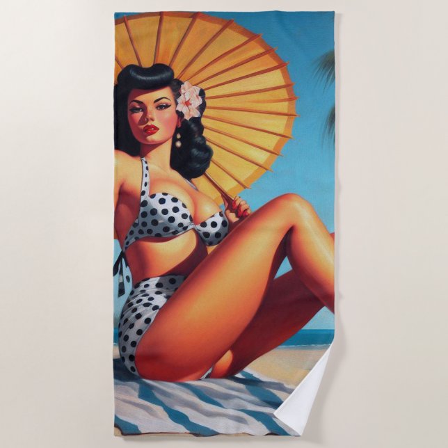 Beach Summer Classic Pin Up Towel (Front)