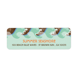 Beach Summer Cool Waves Brown Sun Wedding Labels