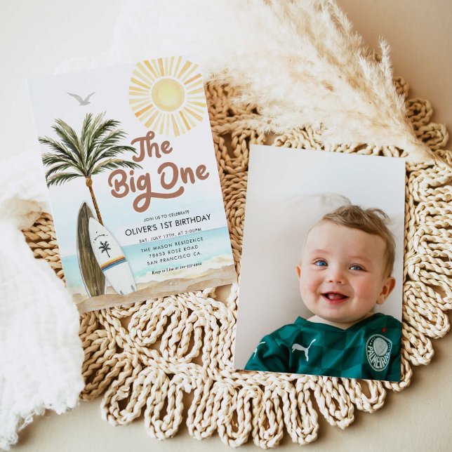 Beach Summer Gender Neutral 1st Birthday Invitation (Creator Uploaded)
