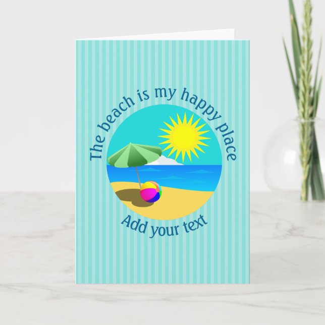 Beach, Summer, Happy Place Personalised Card (Front)
