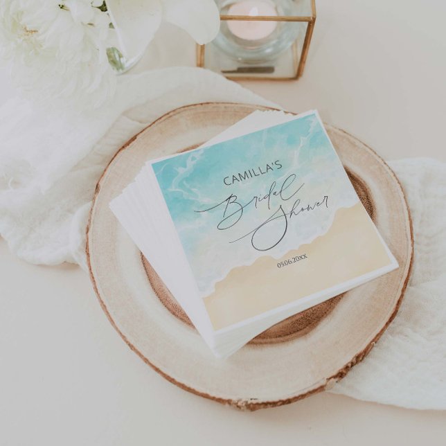 Beach Summer Ocean Bridal Shower  Napkin (Creator Uploaded)