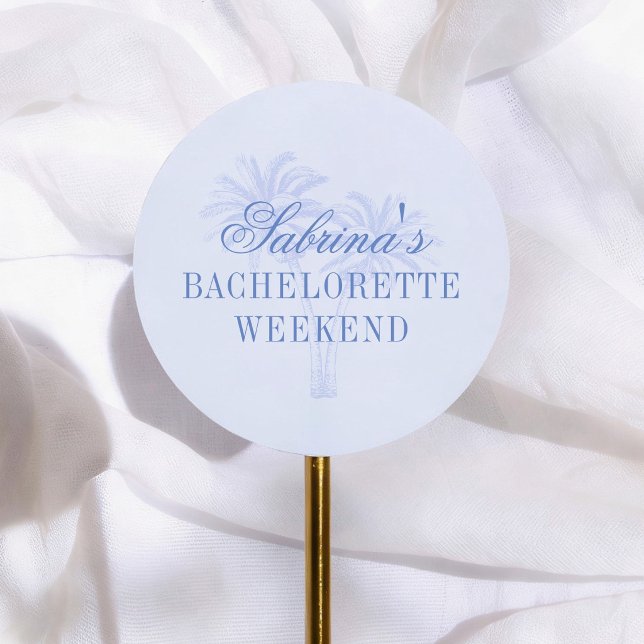 Beach Summer Palm Tree Bachelorette Favour Classic Round Sticker (Creator Uploaded)