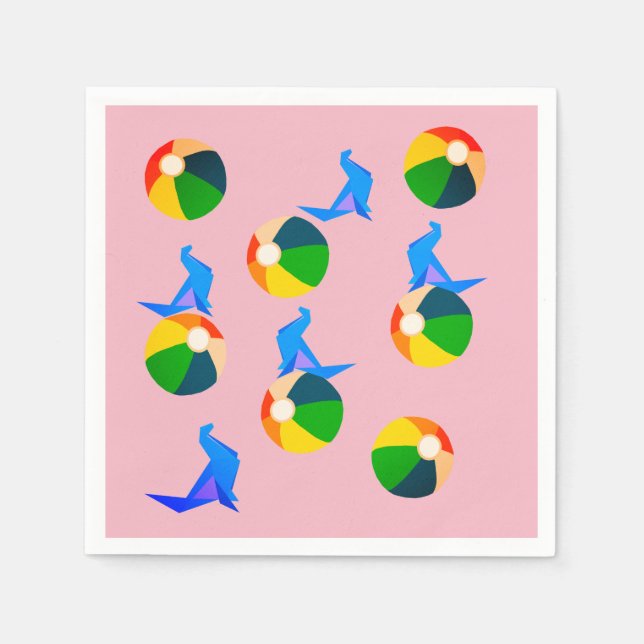 Beach, Summer Paper Napkins (Front)