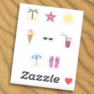Beach Summer Stickers Set