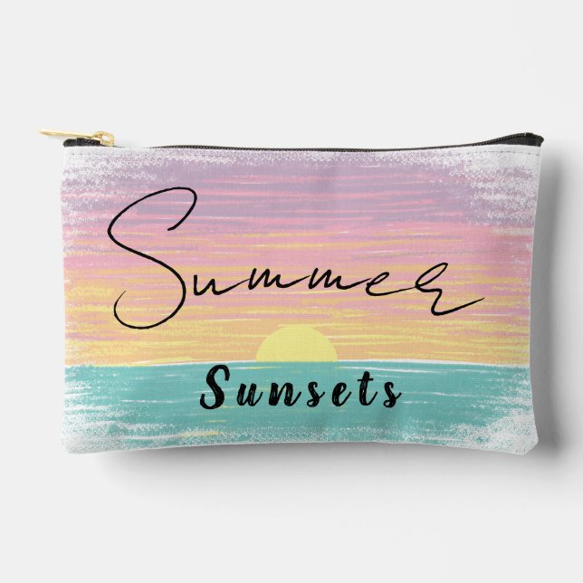 Beach Summer Sunset in Pastel Accessory Pouch (Front)