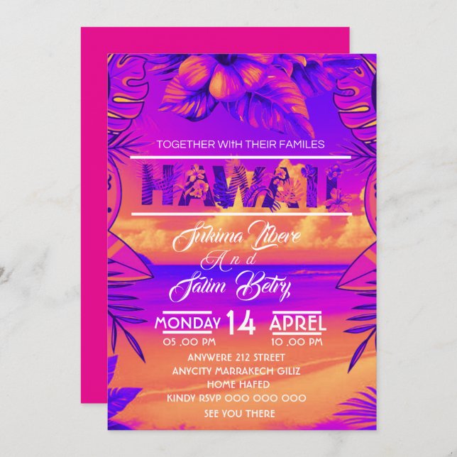 beach summer tropical bridal shower invitation (Front/Back)