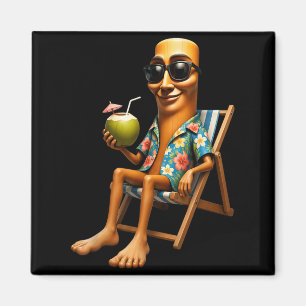 Beach Summer Vacation Brainrot Tung Sahur Hawaiian Magnet