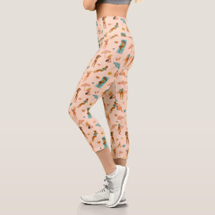 Beach Sunbathers Pattern Capri Leggings