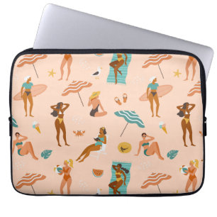 Beach Sunbathers Pattern Laptop Sleeve