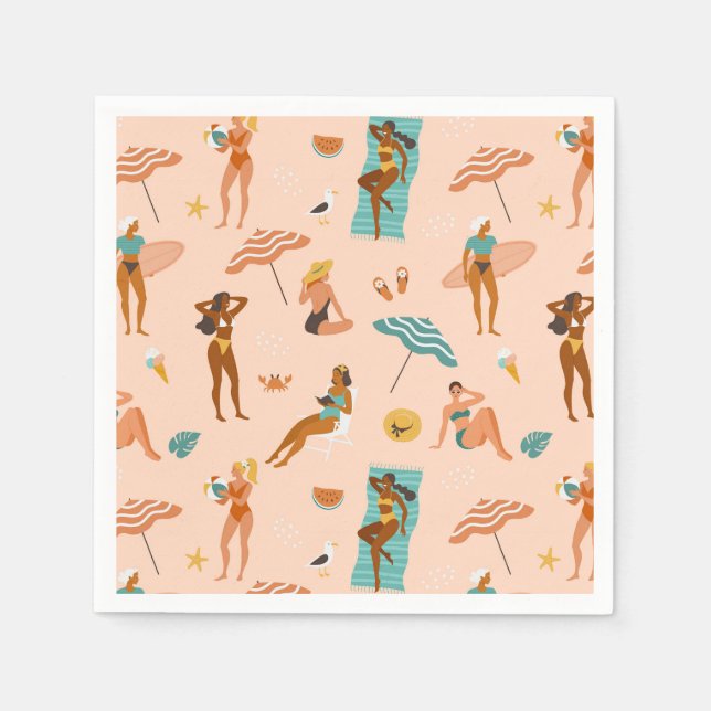 Beach Sunbathers Pattern Napkin (Front)