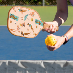 Beach Sunbathers Pattern Pickleball Paddle