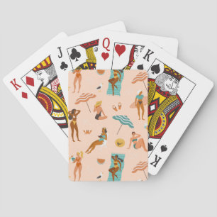 Beach Sunbathers Pattern Playing Cards