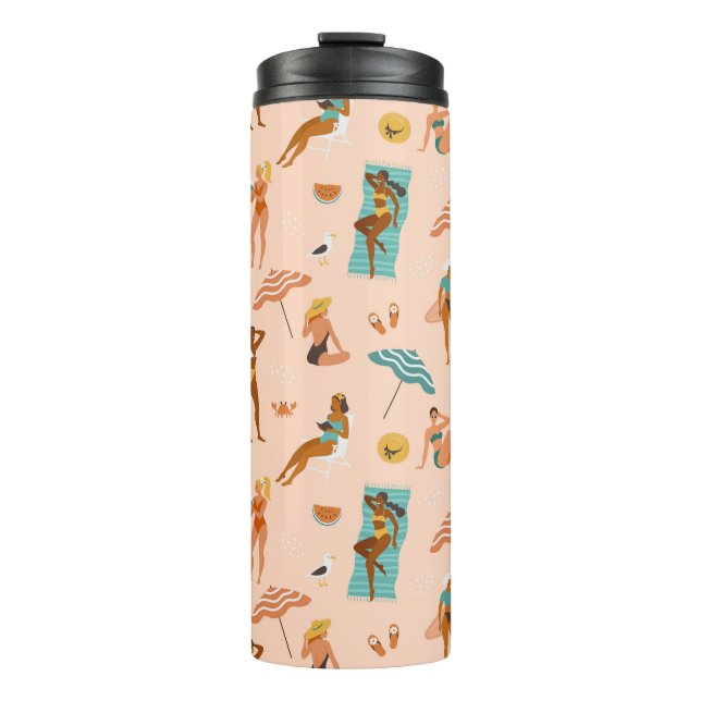 Beach Sunbathers Pattern Thermal Tumbler (Front)