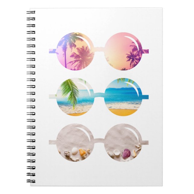 Beach sunglasses sunset palm trees travel notebook (Front)