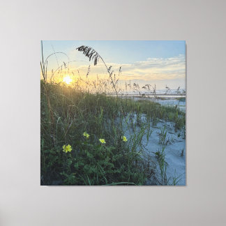 Beach Sunrise Over Dunes Canvas Print