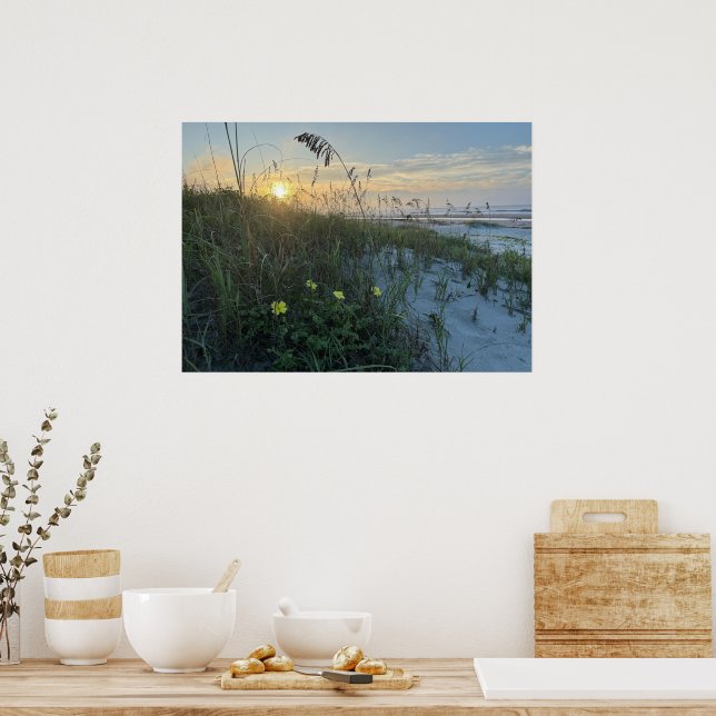 Beach Sunrise Over Dunes Poster (Kitchen)
