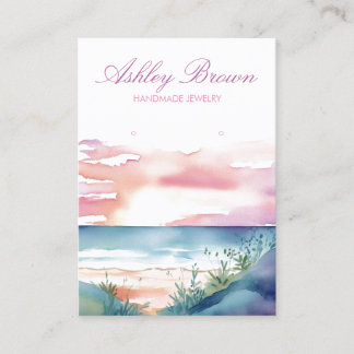 Beach Sunrise Watercolor Jewellery Earring Display Business Card