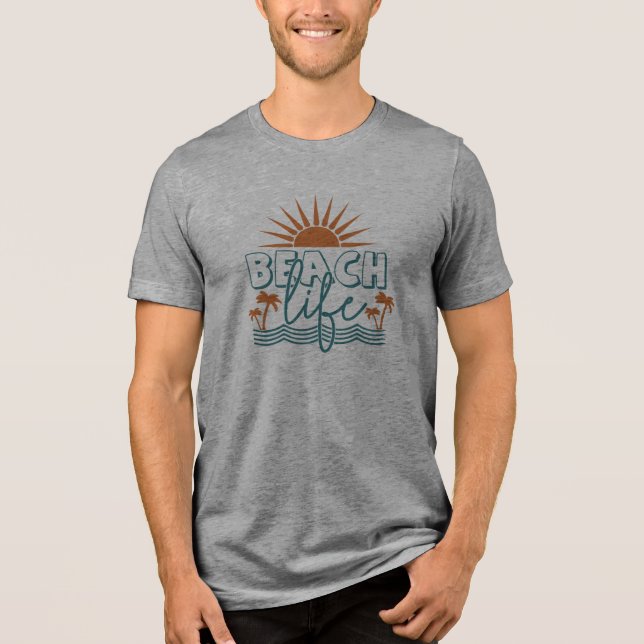 Beach Sunset Beach Life Typography Tri-Blend Shirt (Front)